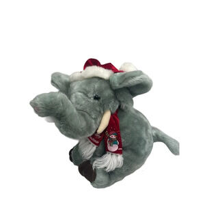 SKM ENTERPRISE ELEPHANT MERRY CHRISTMAS GRAY PLUSH STUFFED ANIMAL VINTAGE 15”